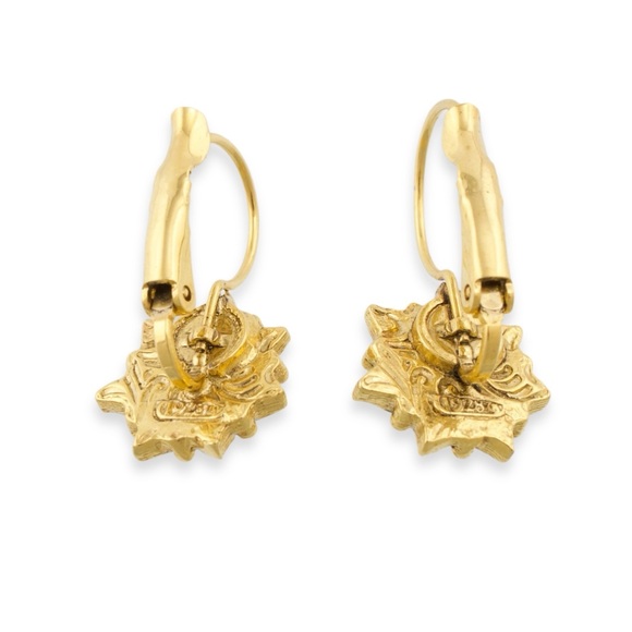 1928 Aurora Borealis Rhinestone Cluster Drop Earrings Gold Tone Leverback - Picture 4 of 4